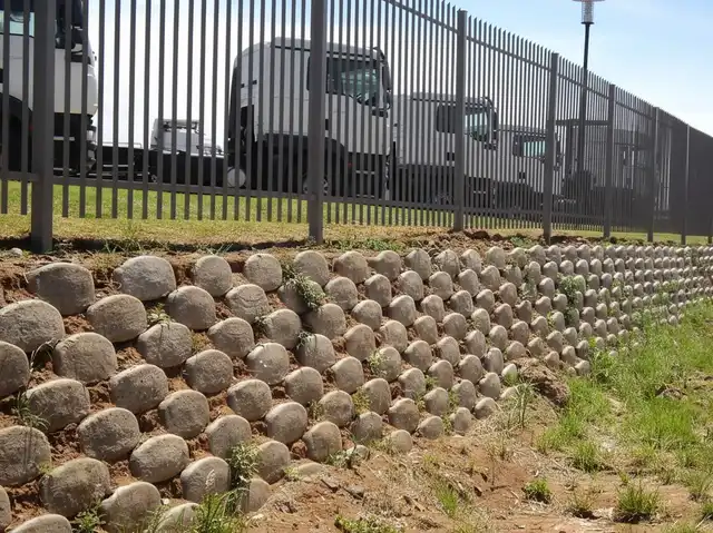 A newly constructed Loffelstein wall ready for planting.